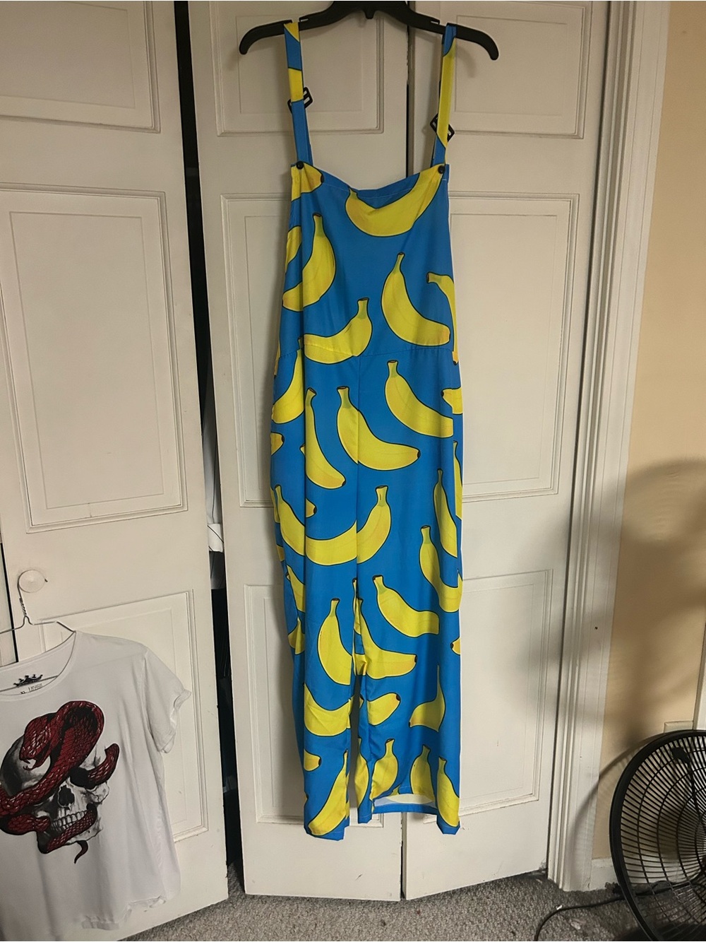 Blue Banana Print lightweight overalls